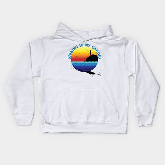 Fishing Is My Cardio Kids Hoodie by code96